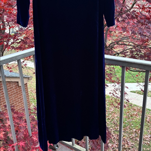 Vintage 70’s Milkmaid Velvet Goth Blue Peasant Gunne Sax 80’s Maxi Dress Gown M - Picture 9 of 17